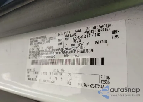 2017 Ford Transit-150 из США, поврежденный, VIN 1FTYE1ZM0HKB06500